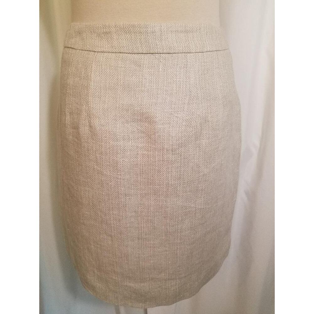 Ann Taylor LOFT Woven Shimmer Metallic Ivory Gold Pockets Skirt Short Boots! 4 - Picture 5 of 7